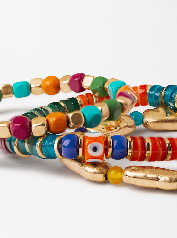 Set De Bracelets Élastiques Avec Pierre, Multicolore, hi-res