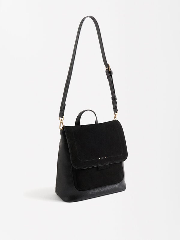 Backpack with Leather Multifunction Straps