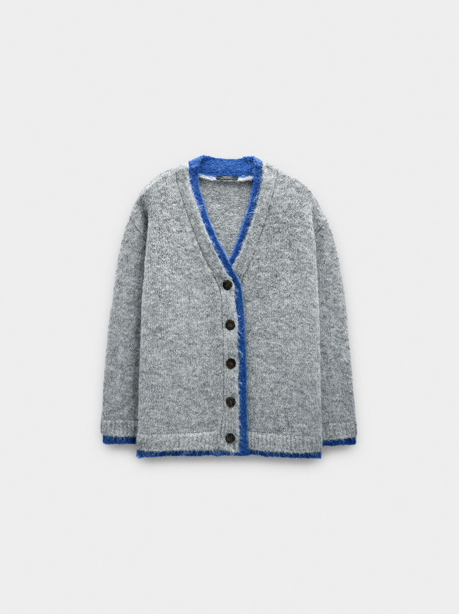 Cárdigan de punto con bordes contraste