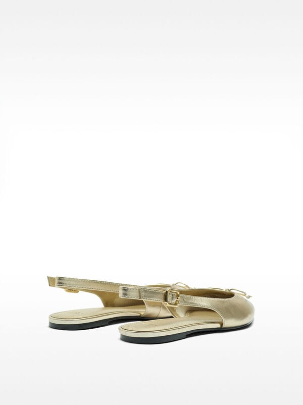 Metallic leather slingback ballet flats