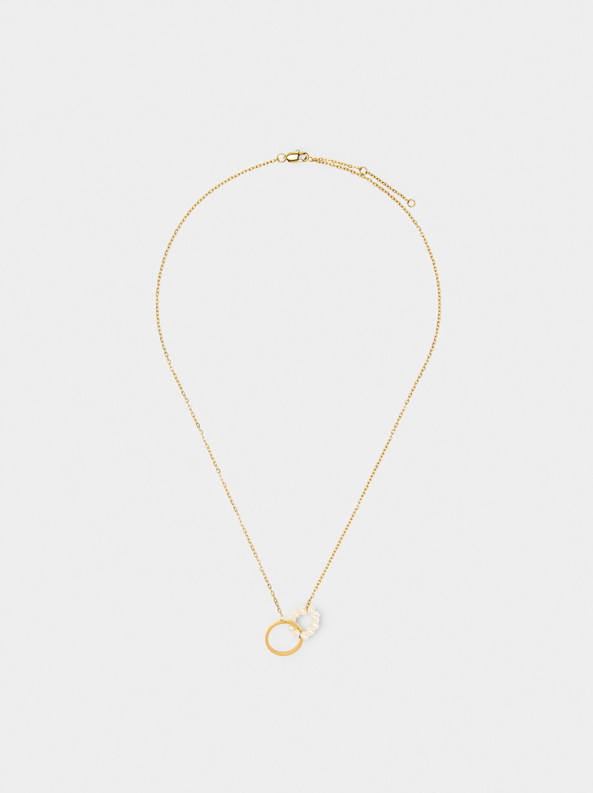 Necklace with freshwater pearls - stainless steel image number 1.0