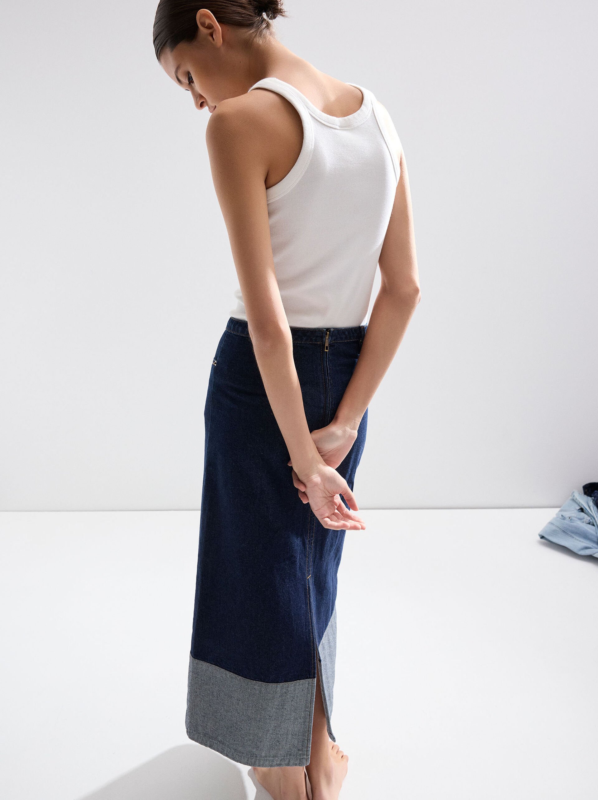 Denim midi skirt image number 0.0