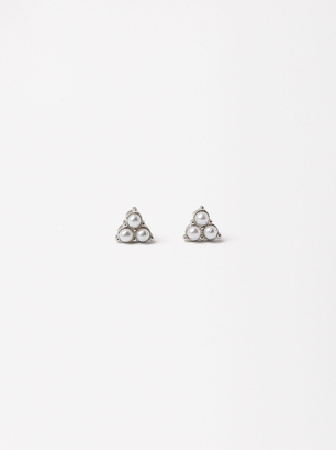 Triangle Earrings - 925 Sterling Silver, Silver, hi-res