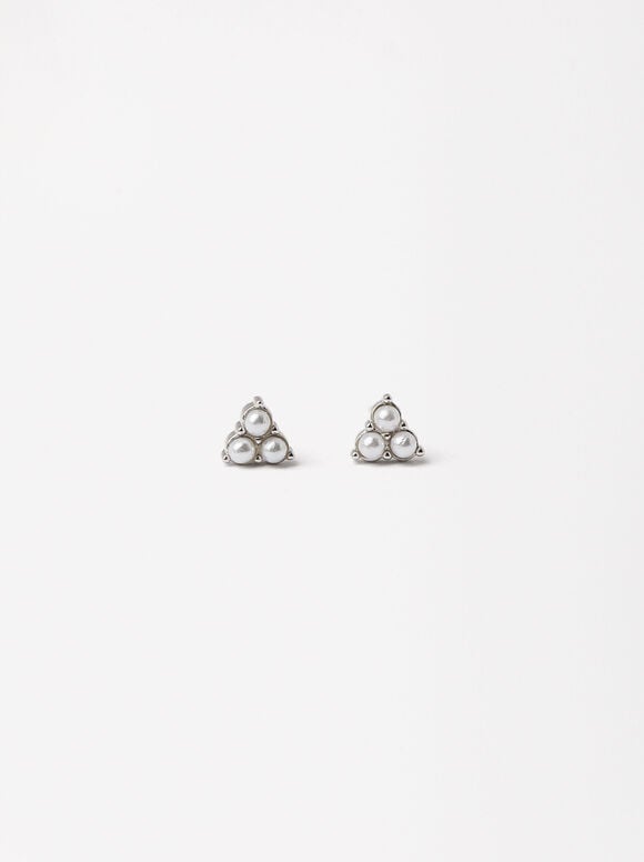 Triangle Earrings - 925 Sterling Silver, Silver, hi-res