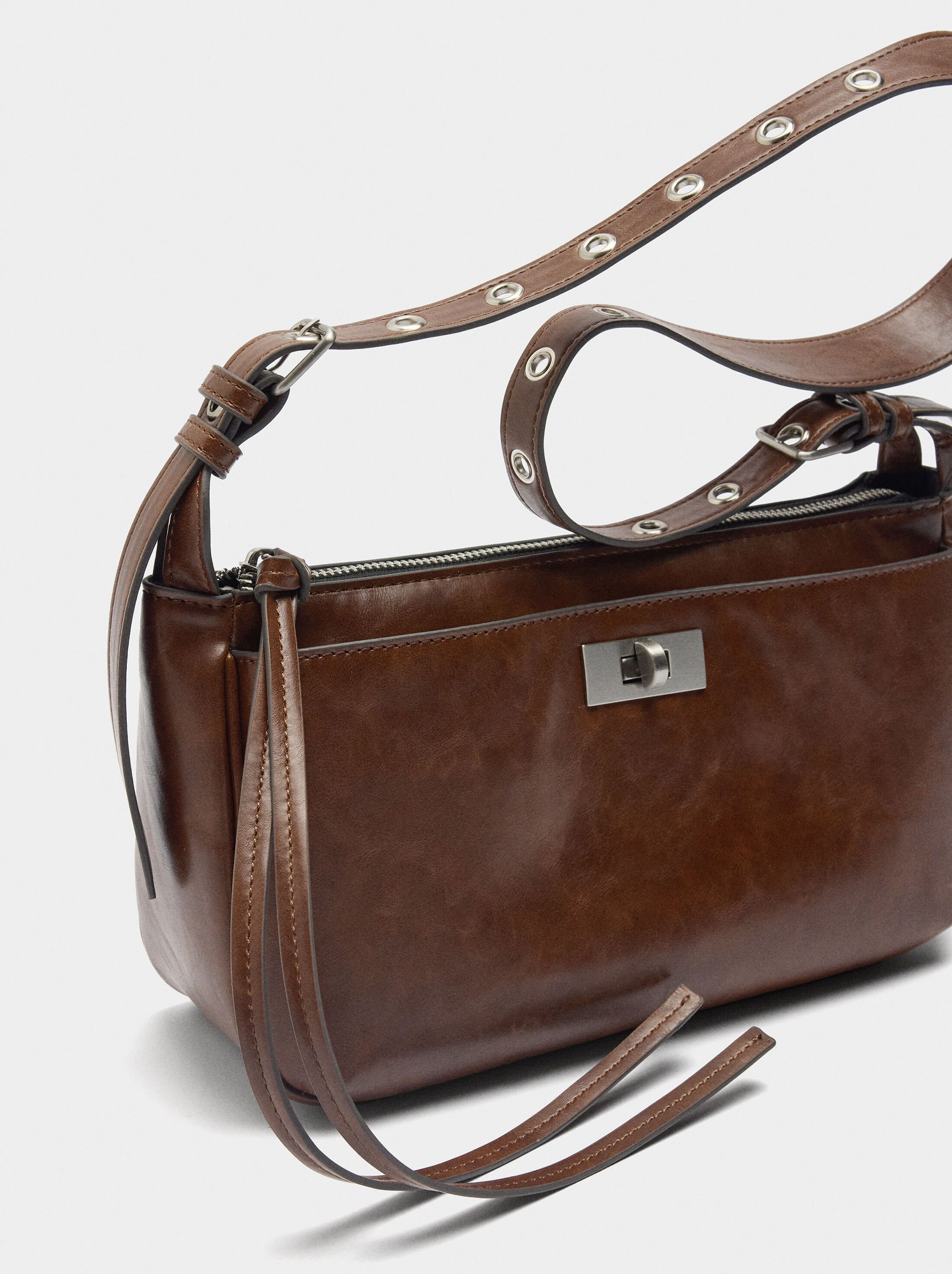 Shoulder bag with studded strap M image number 1.0
