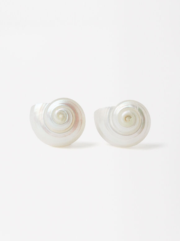 Earrings With Seashells, White, hi-res