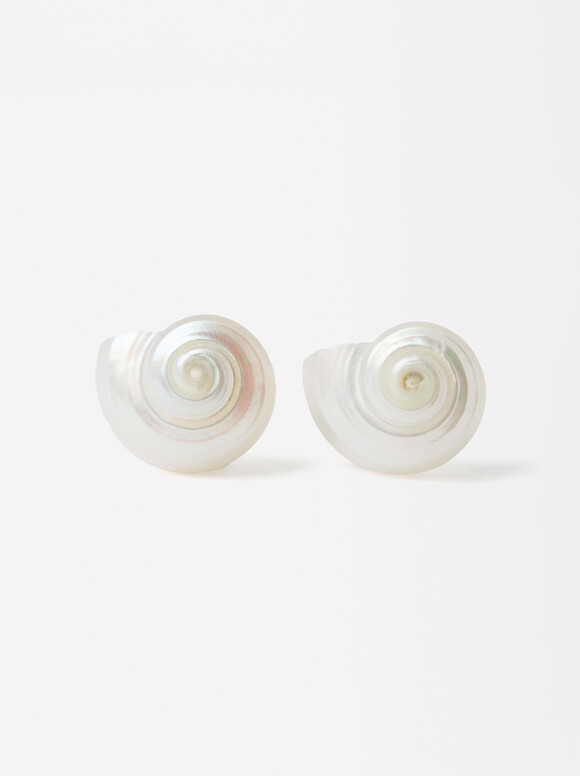 Earrings With Seashells, White, hi-res