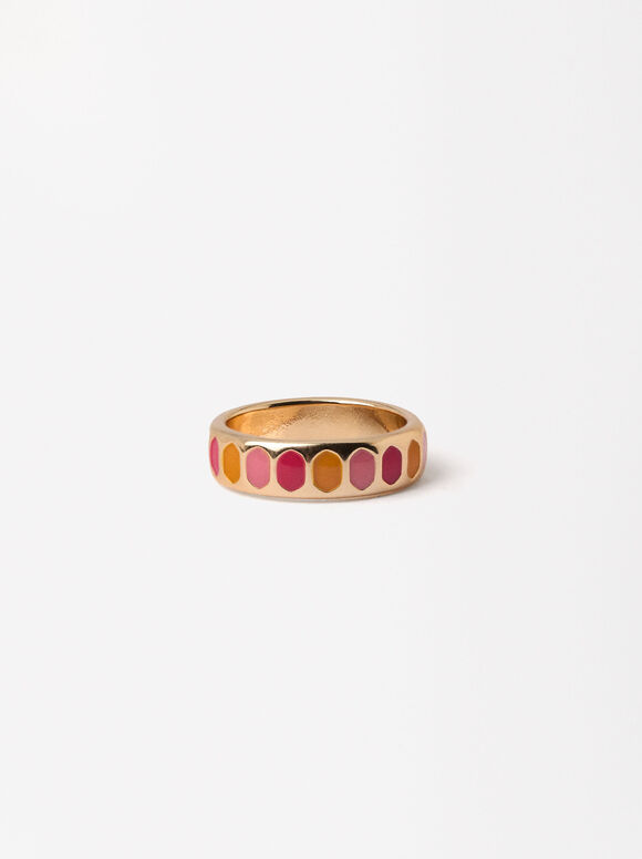 Goldener Ring Mit Mehrfarbigen Details, Mehrfarbig, hi-res