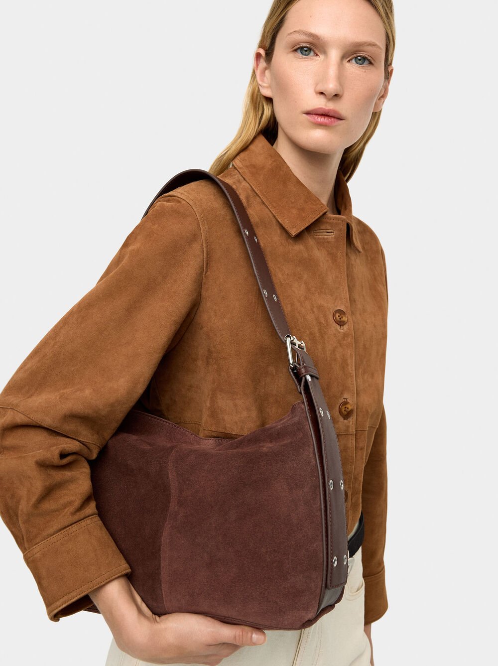 Sac à épaule en cuir suédé M