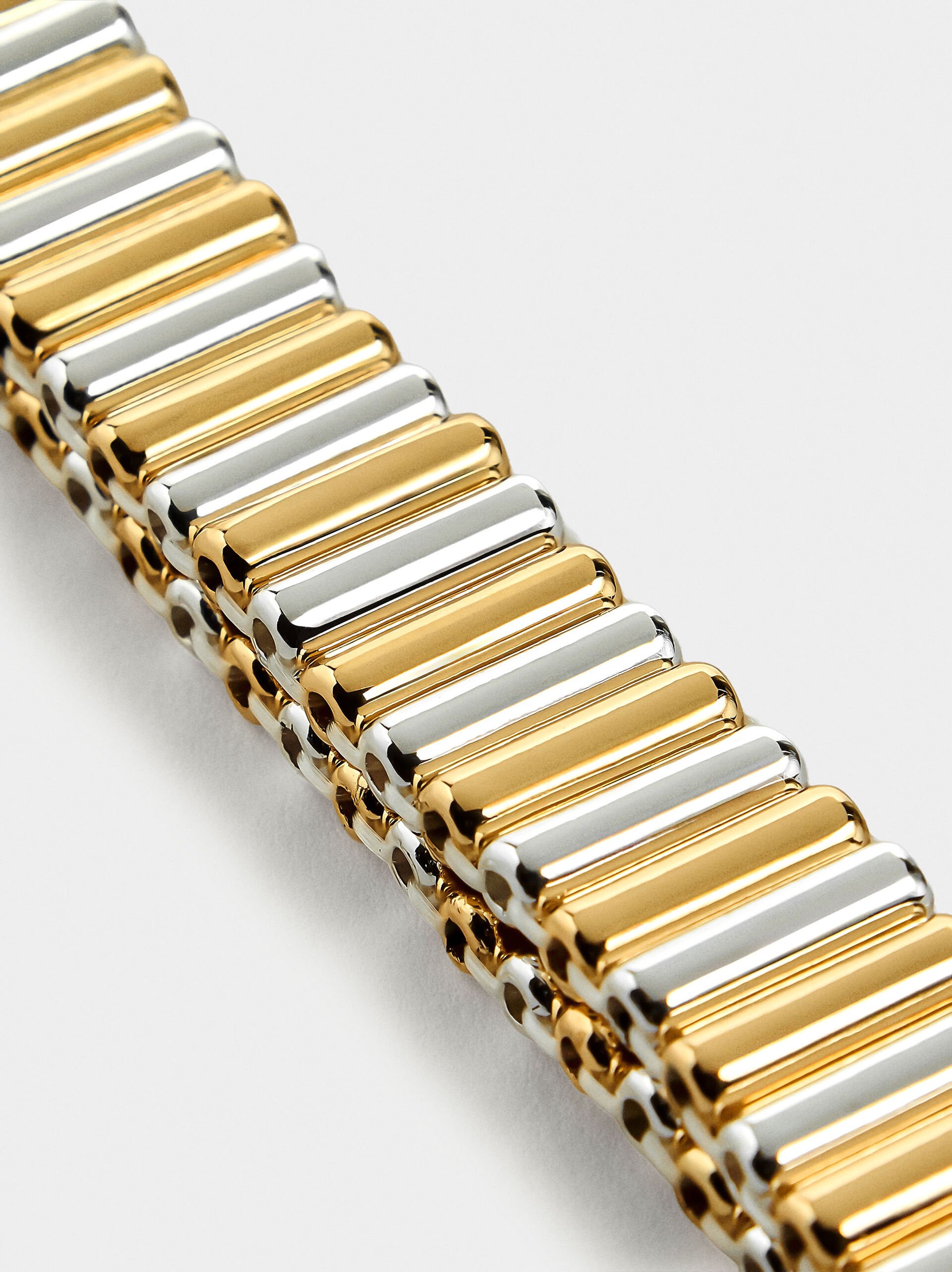 Bicolor elastic bracelet with bars image number 1.0