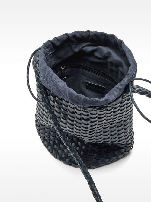 Braided leather bucket bag