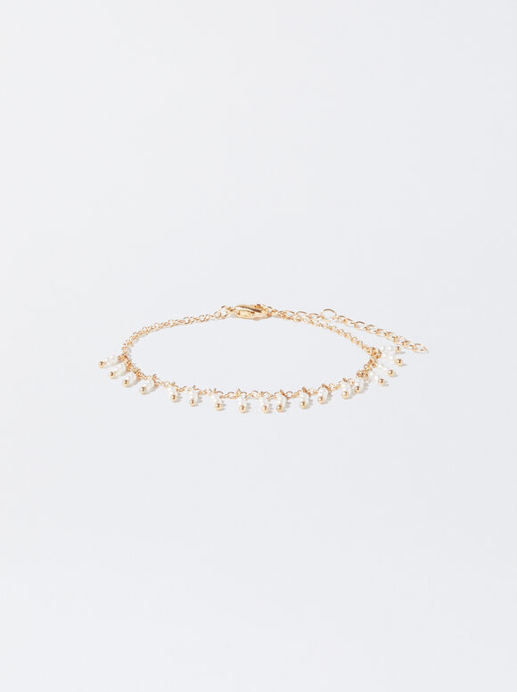 Gold-Toned Bracelet With Faux Pearls, Golden, hi-res
