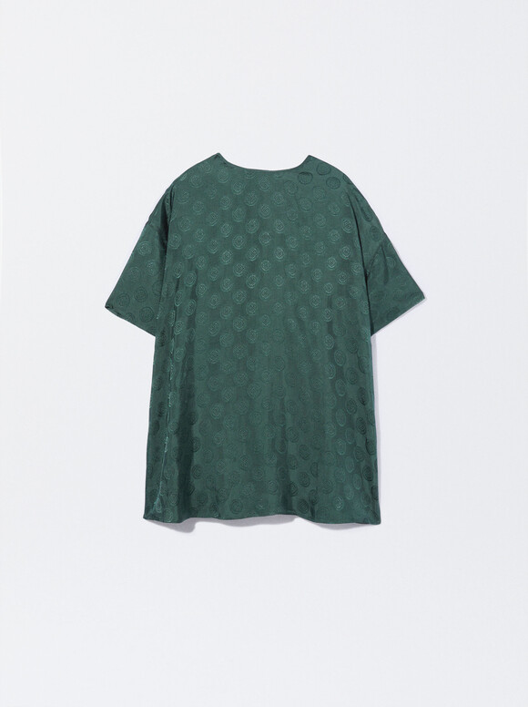 Short Jacquard Dress With Bows, Green, hi-res