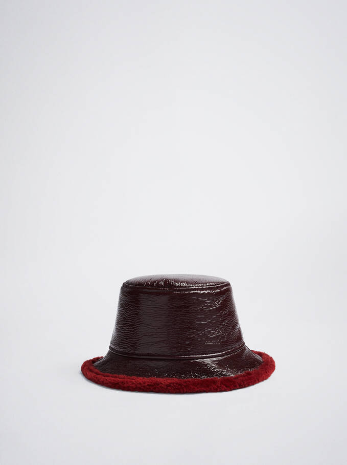 Waterproof Patent Bucket Hat, Bordeaux, hi-res