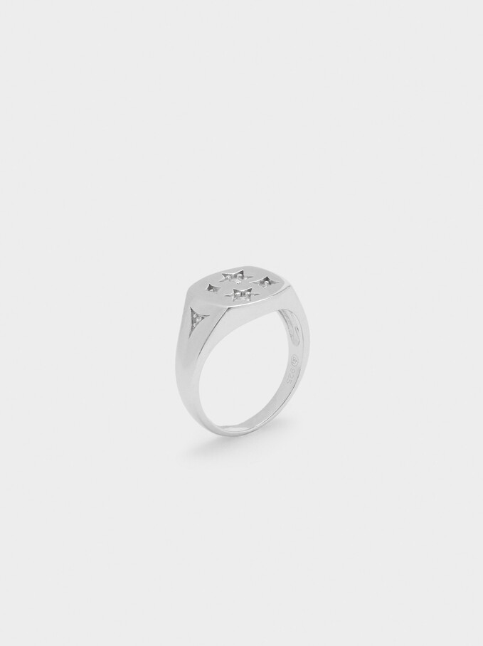 925 Silver Stars Signet Ring, Silver, hi-res