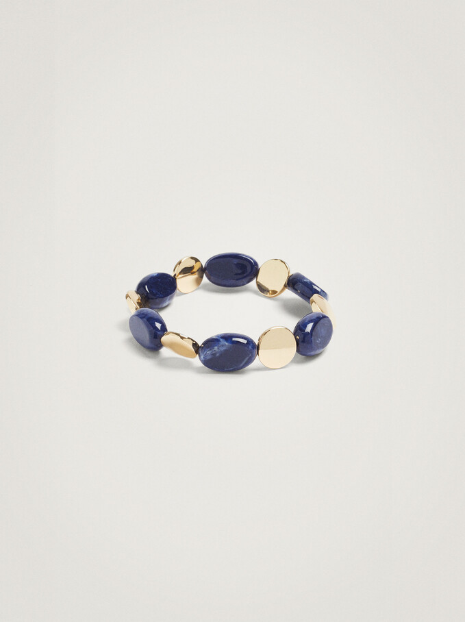 Bracelet Élastique Avec Perles Fantaisie, Bleu, hi-res