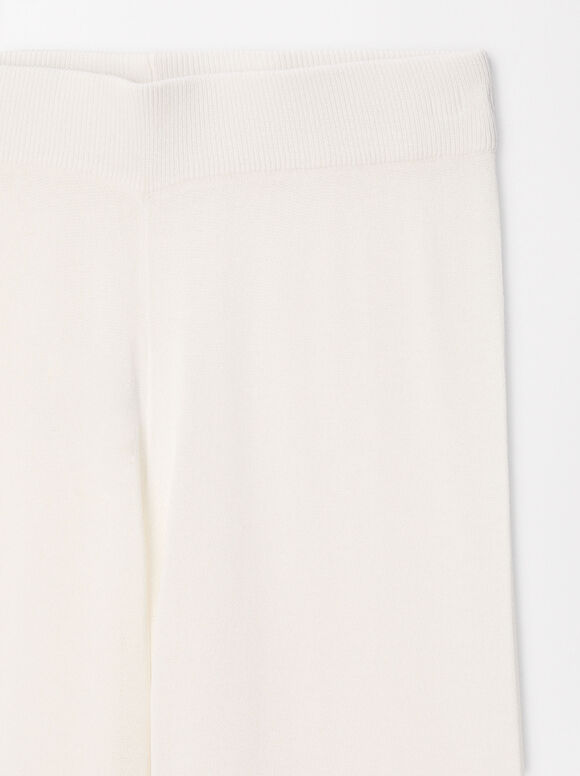 Pantalón Fluido Con Cintura Elástica, Blanco, hi-res