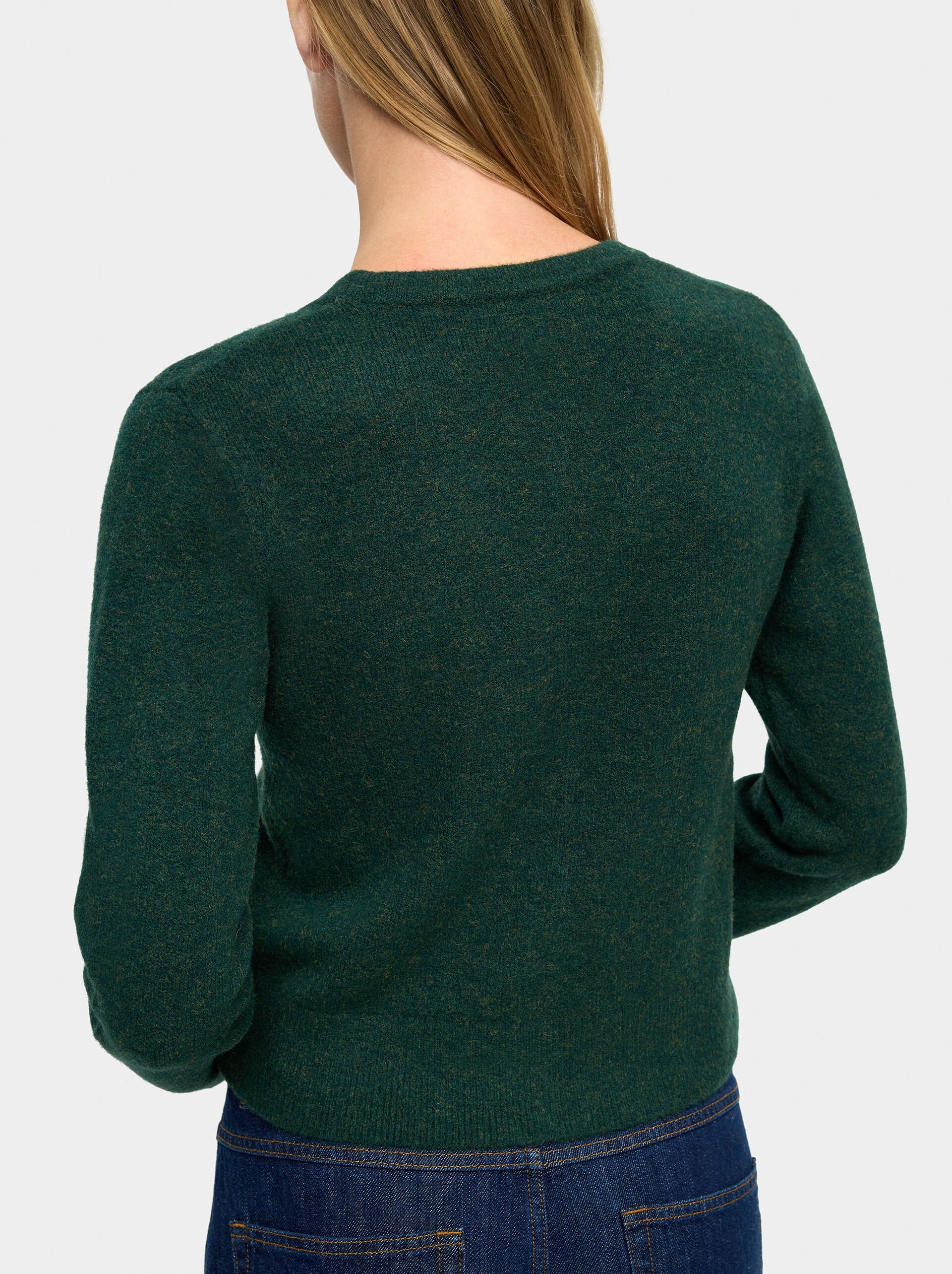 V-neck knit cardigan image number 5.0