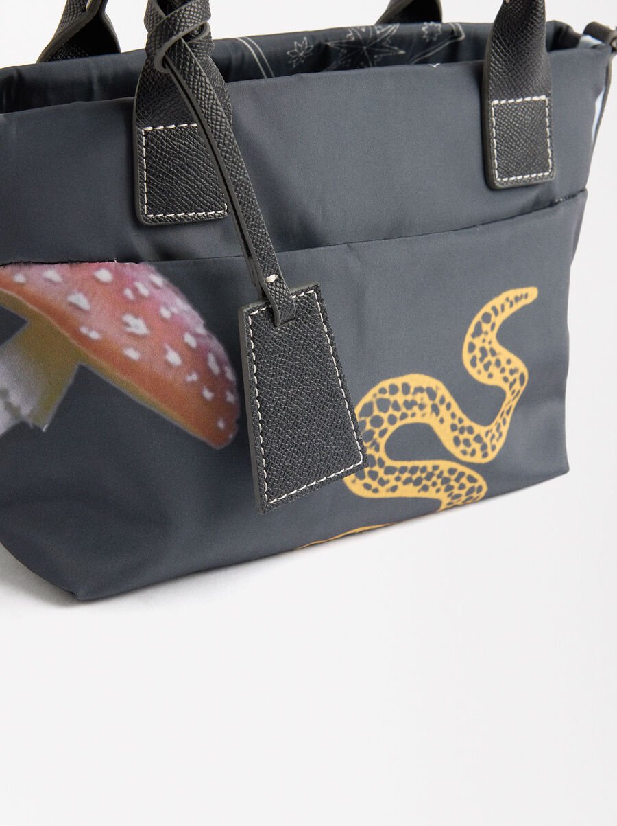 Bolso tote de nylon estampada