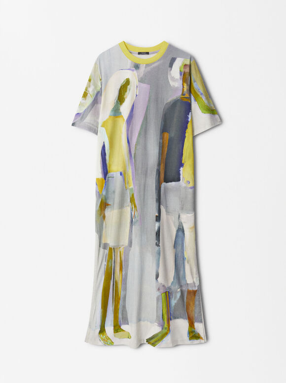 Online Exclusive - Printed Cotton Dress, Multicolor, hi-res
