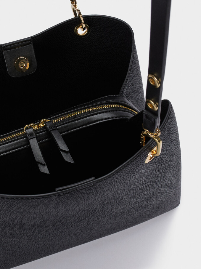 Tote Bag With Adjustable Straps, Black, hi-res