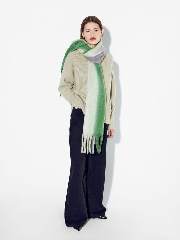 Scarf With Fringes, Multicolor, hi-res