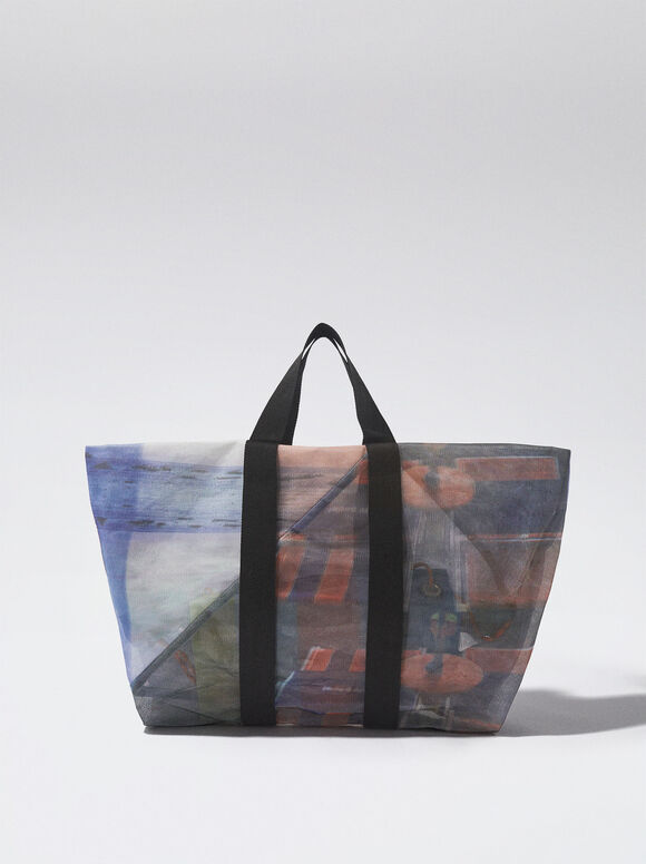 Mesh Fabric Tote Bag Dark Multicolor Woman Tote bags
