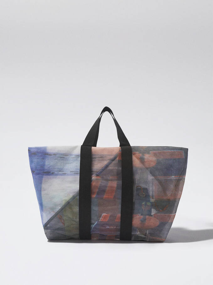 Mesh Fabric Tote Bag, Multicolor, hi-res