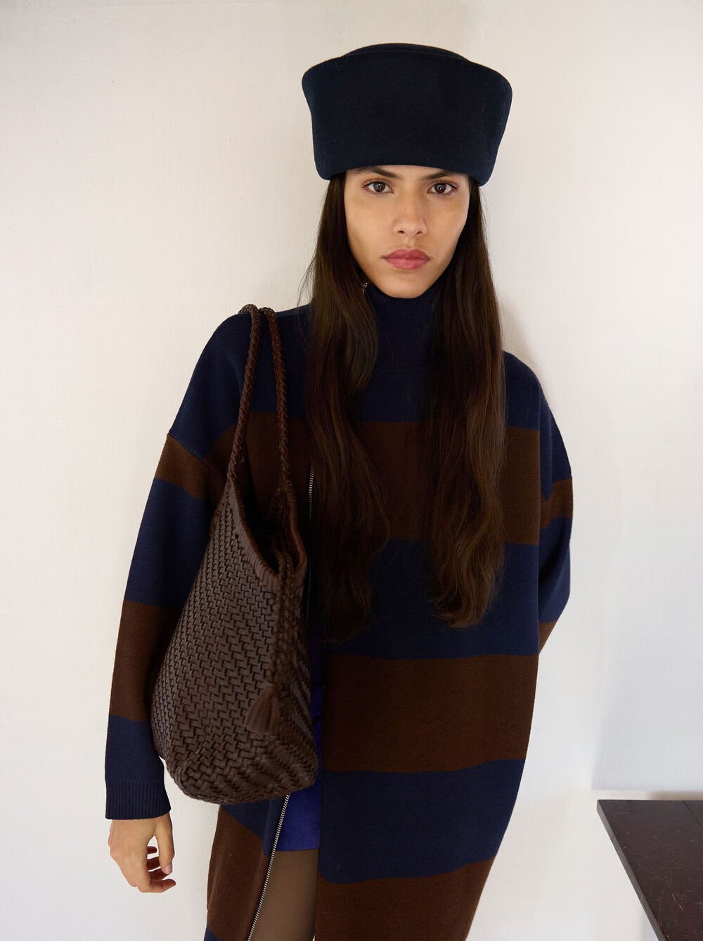 Knit dress with stripes