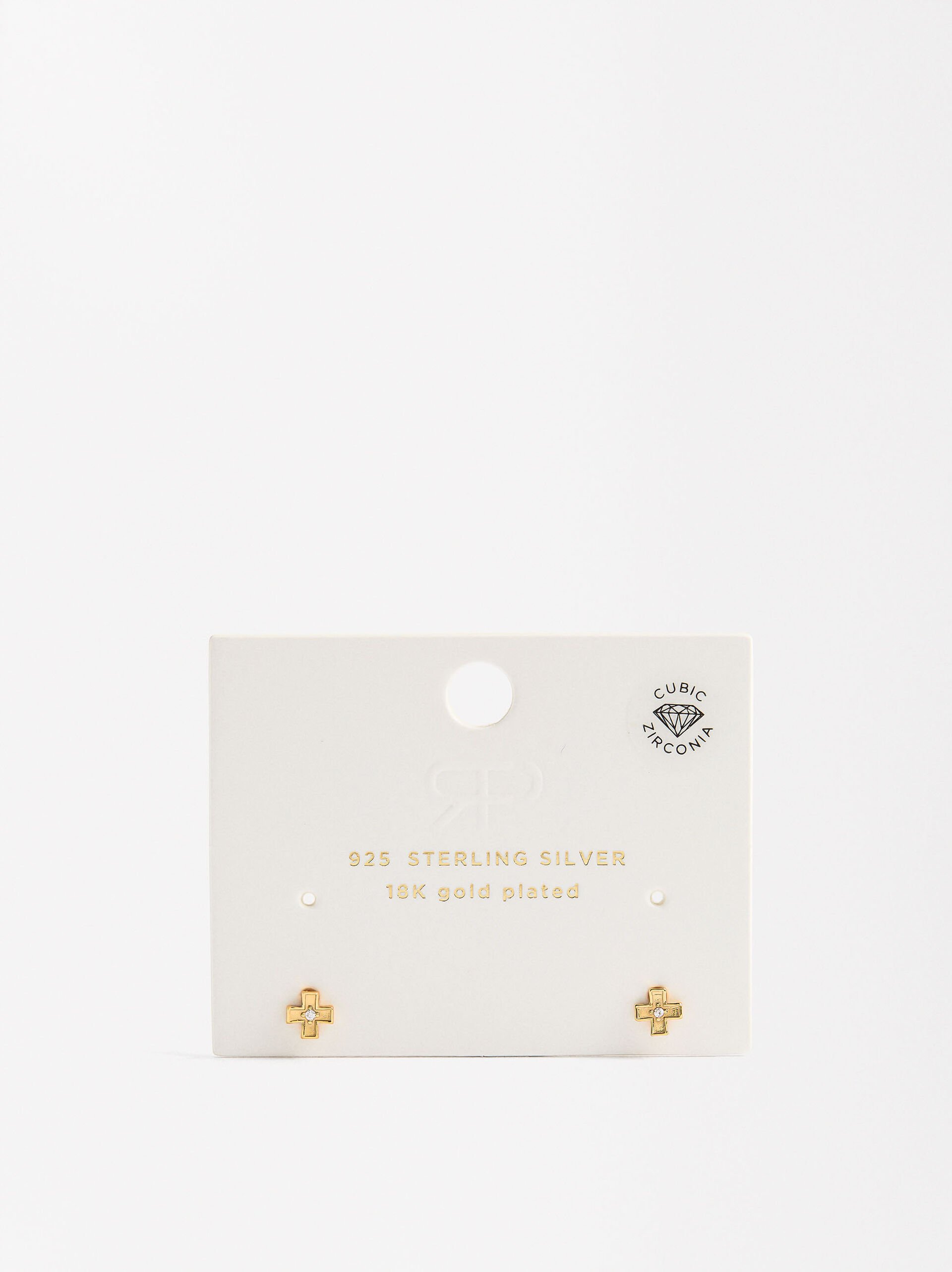 Cross earrings with zirconias - 925 sterling silver image number 3.0