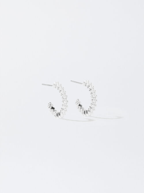 Silver-Plated Hoop Earrings With Faux Pearls