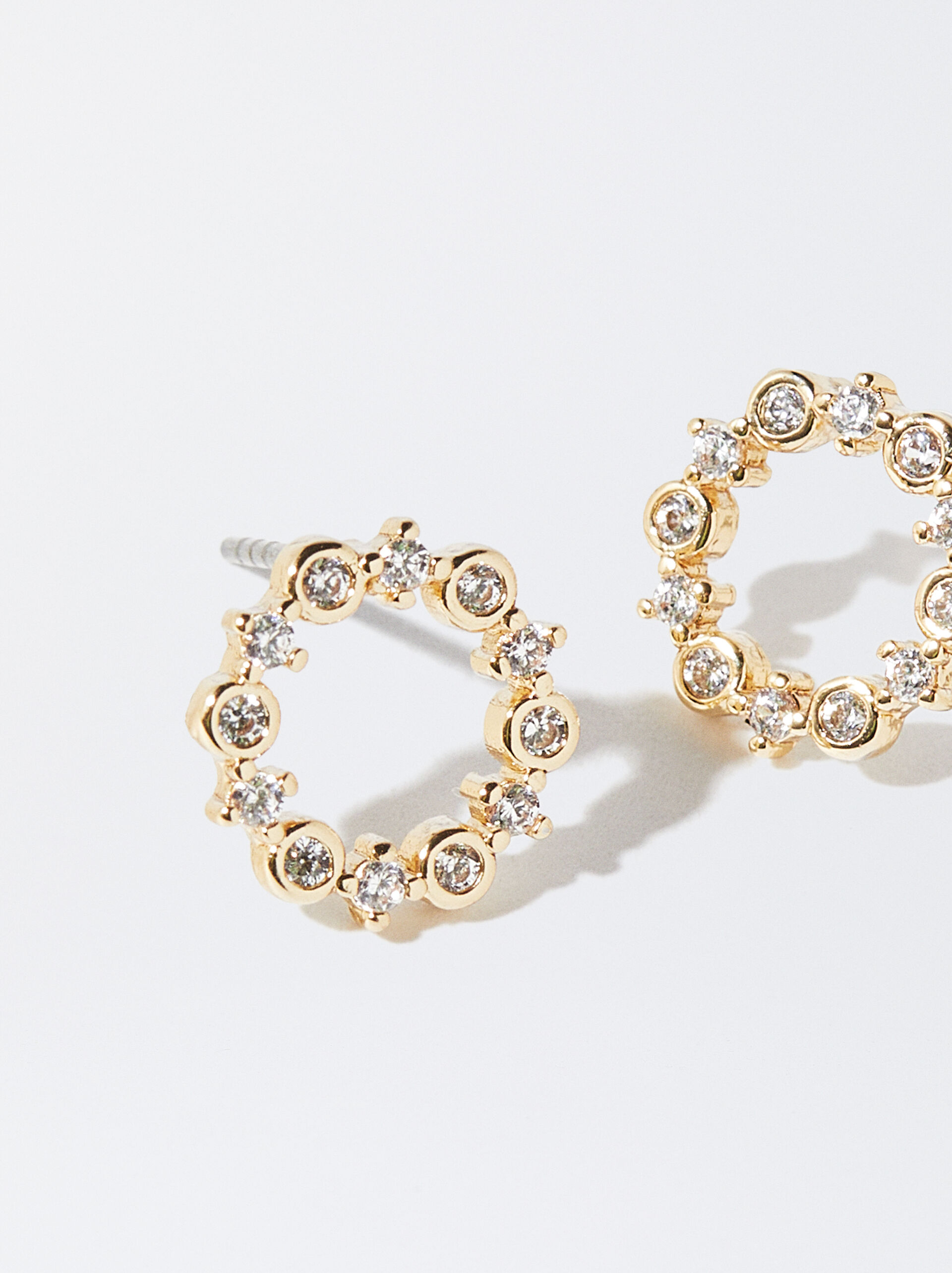 Gold-Toned Earrings With Cubic Zirconia image number 1.0