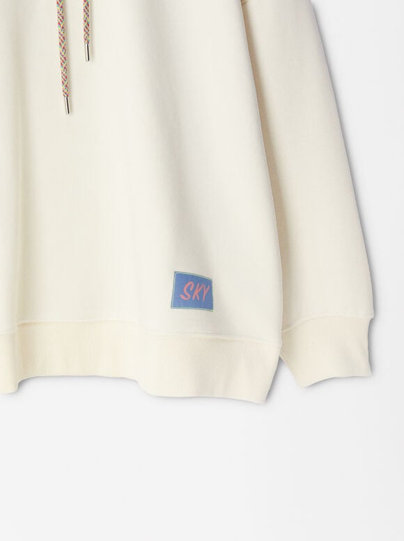 Sweatshirt With Embroidery, Ecru, hi-res