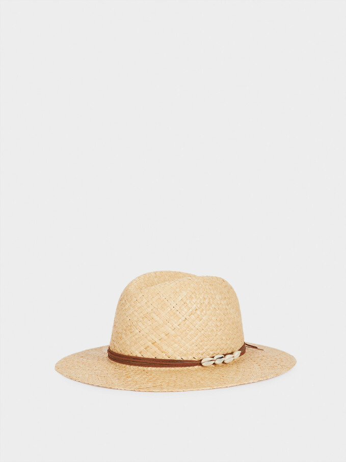 Braided Hat With Shell, Ecru, hi-res