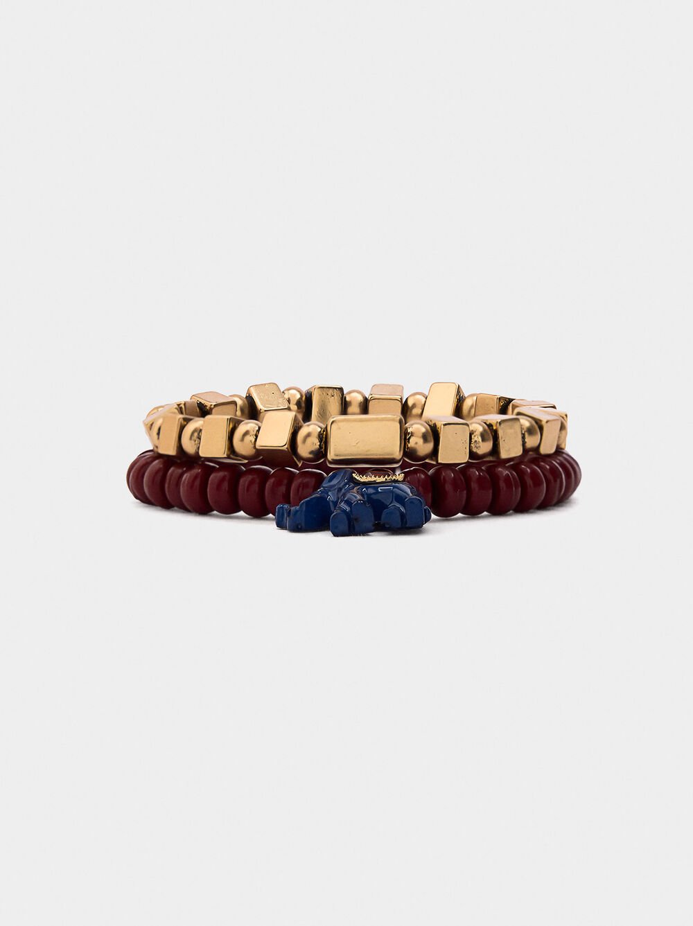 Set of elastic bracelets with stones