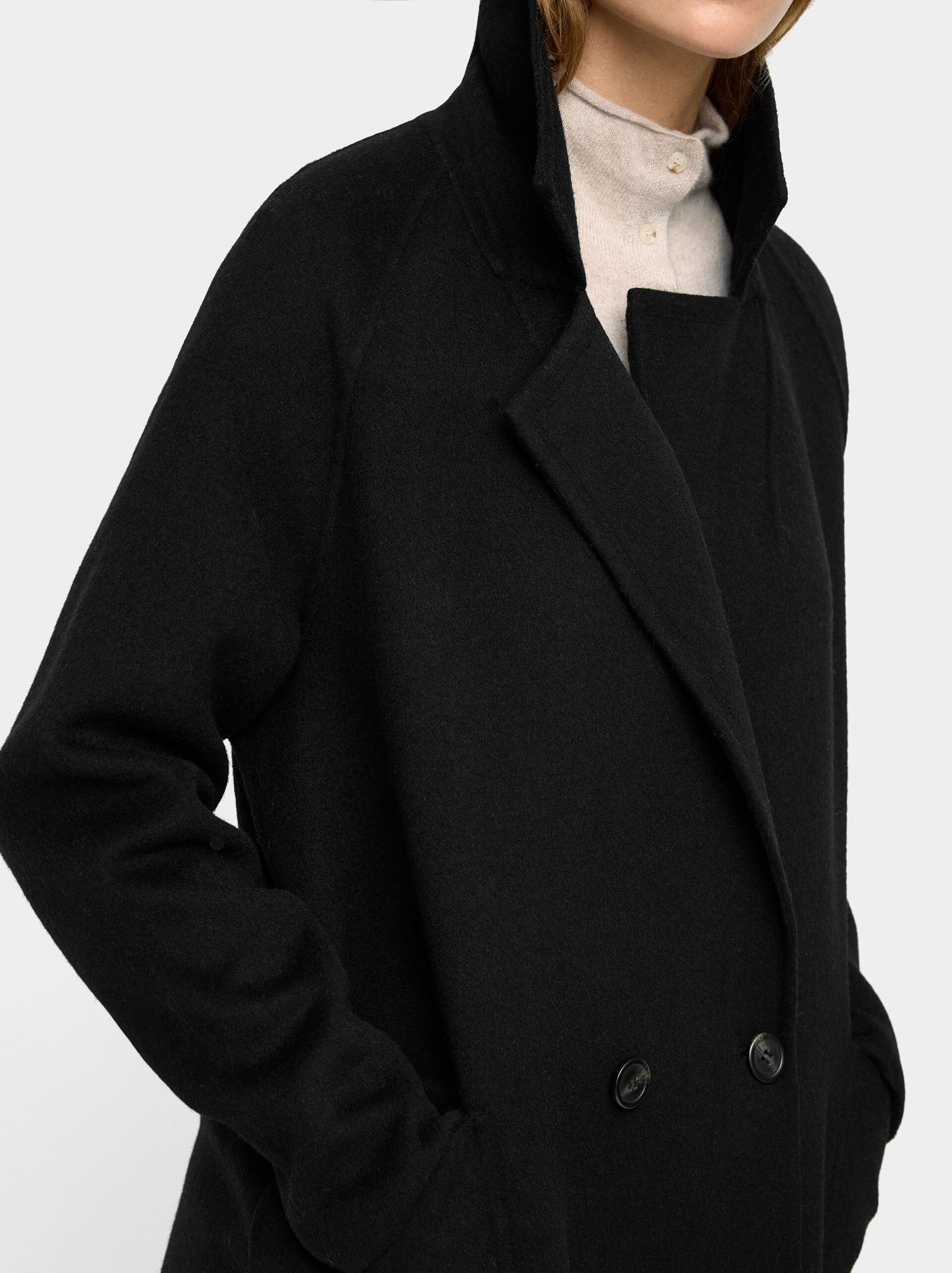 Long coat with wool blend image number 4.0
