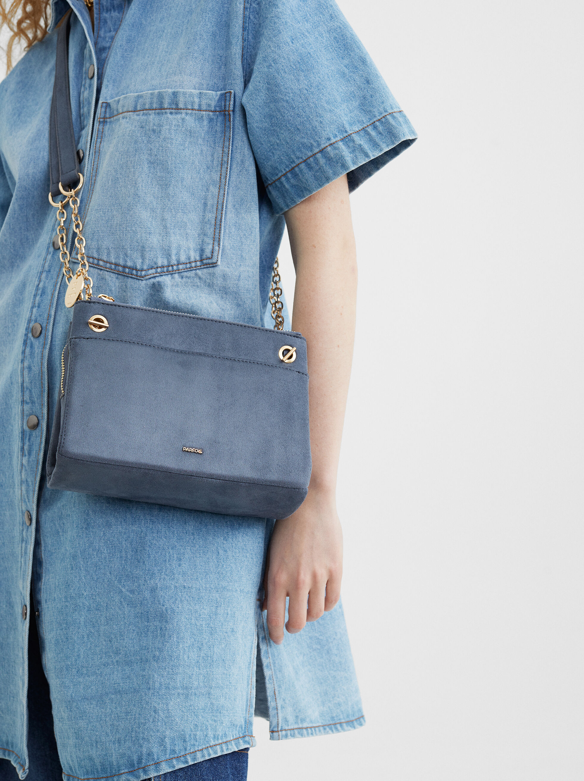 Blue suede crossbody bag Clearance