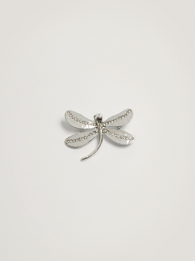 Dragonfly Brooch, Silver, hi-res