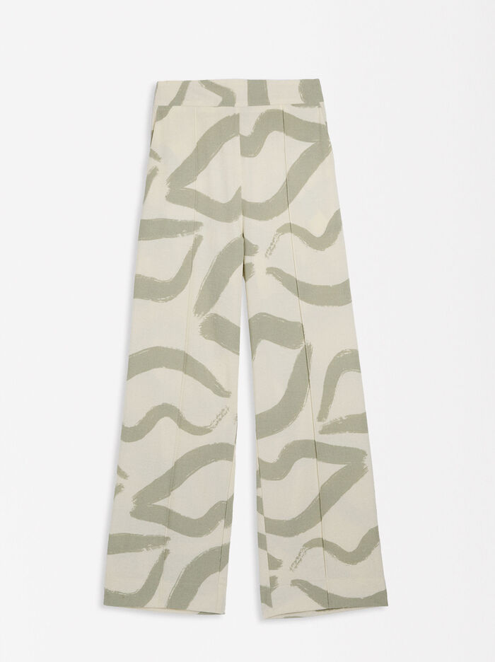 Printed pants with elastic waistband