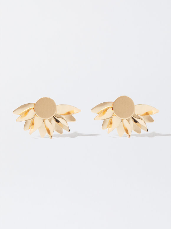 Flower Golden Earrings, , hi-res