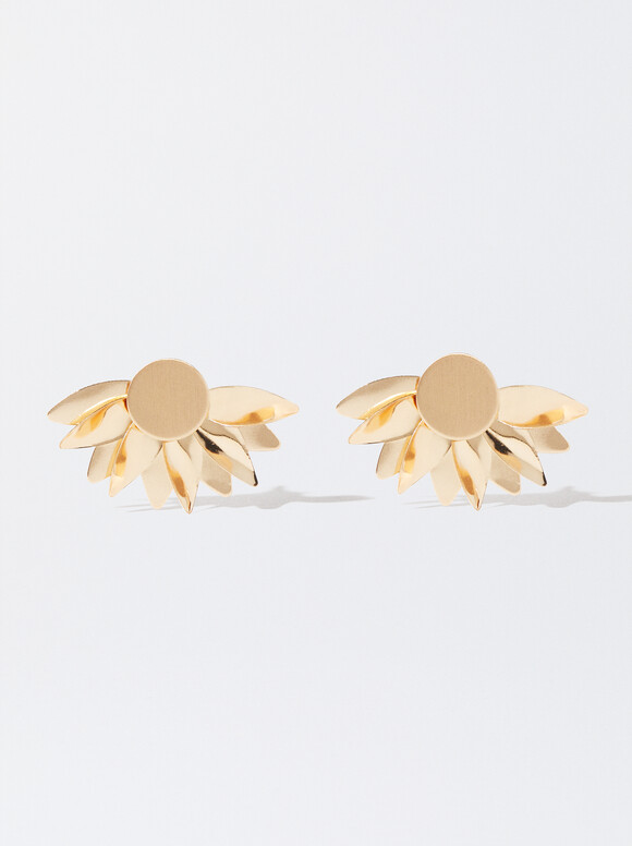 Flower Golden Earrings, , hi-res