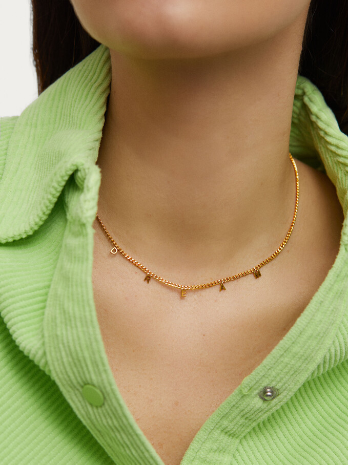 Dream Short Stainless Steel Necklace, Golden, hi-res
