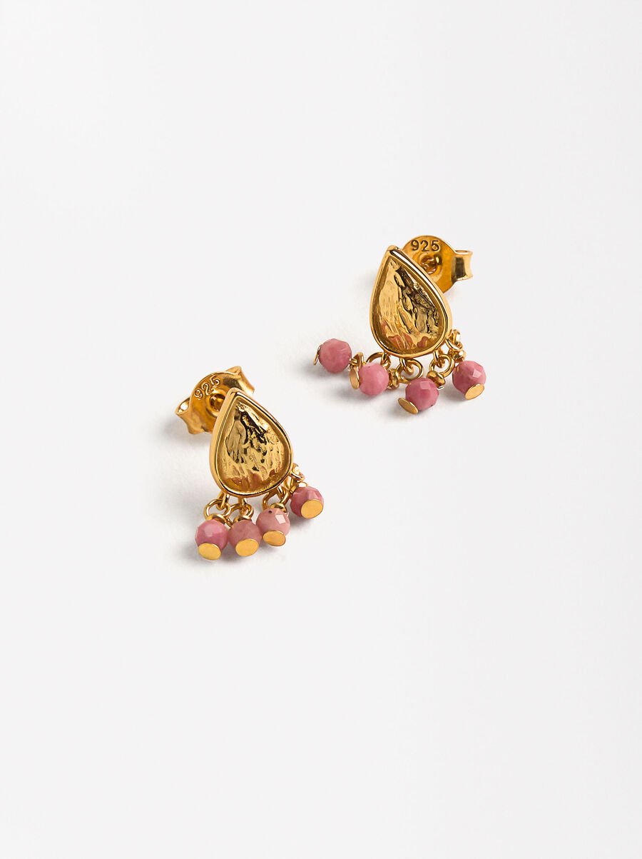 Tear-shaped earrings with stones - 925 sterling silver