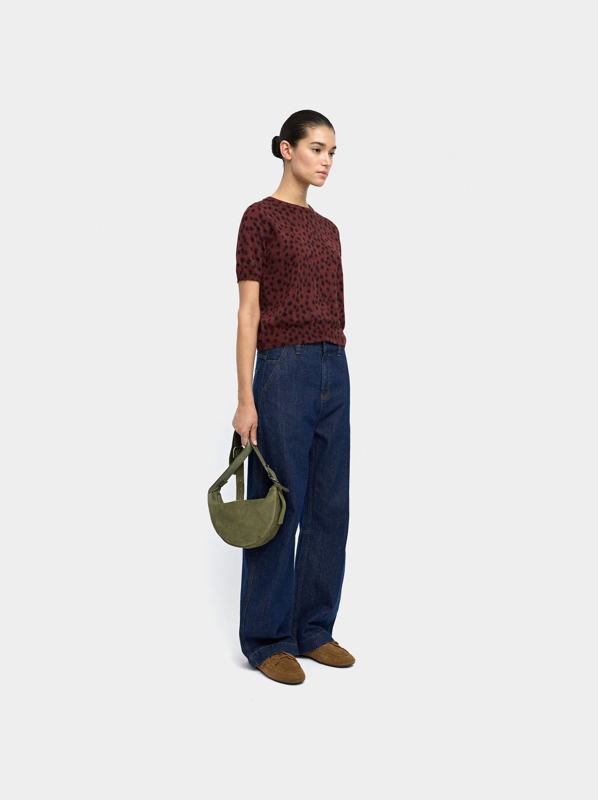 Knit sweater with animal print image number 6.0