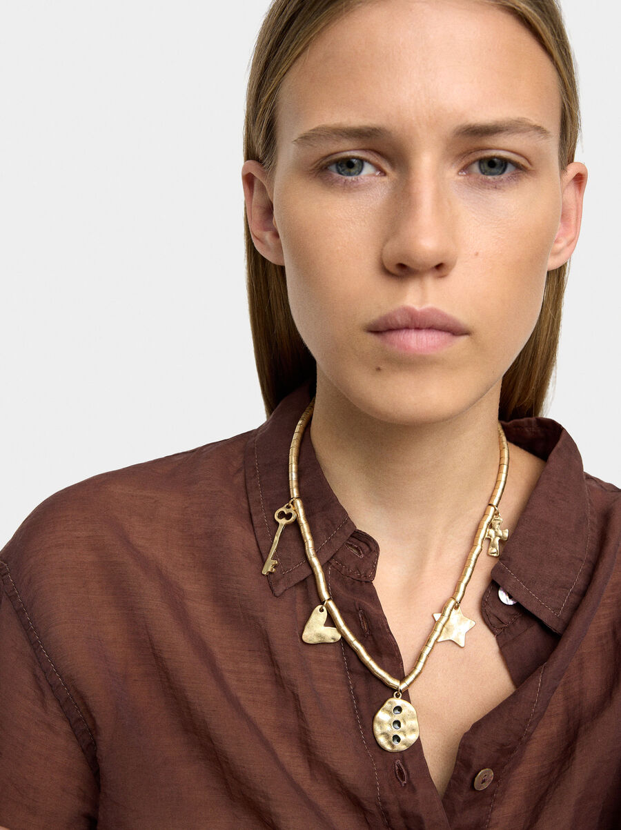 Gold necklace with pendants