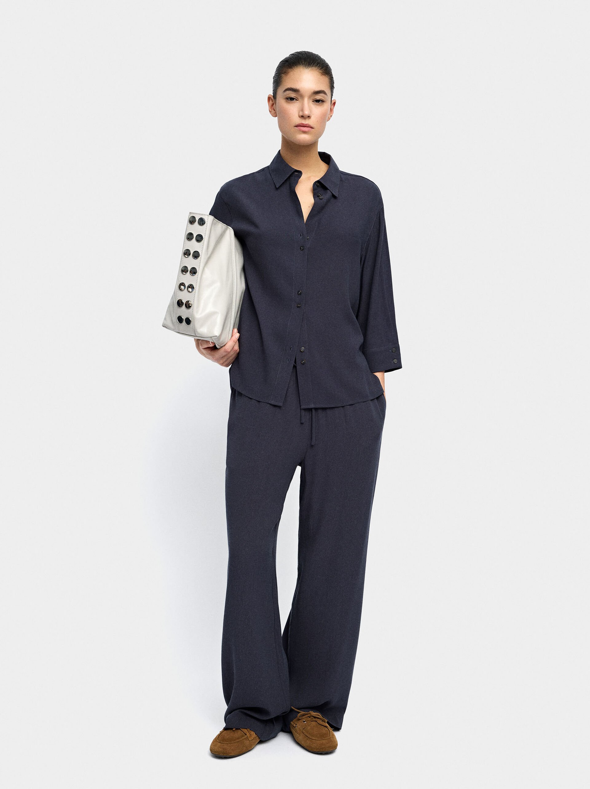 Trousers of lyocell with elastic waist image number 0.0