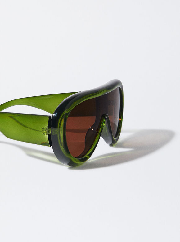 Oval Sunglasses, Green, hi-res