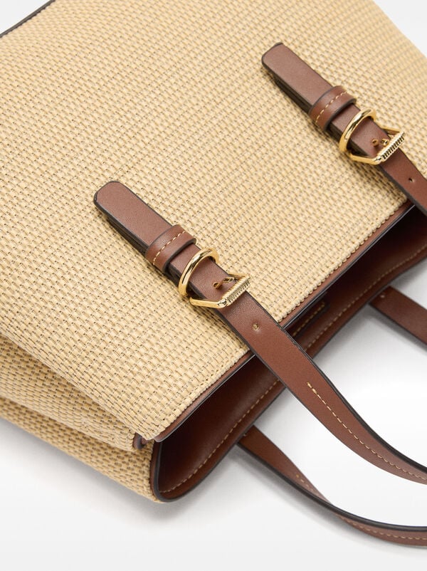 Raffia effect tote bag