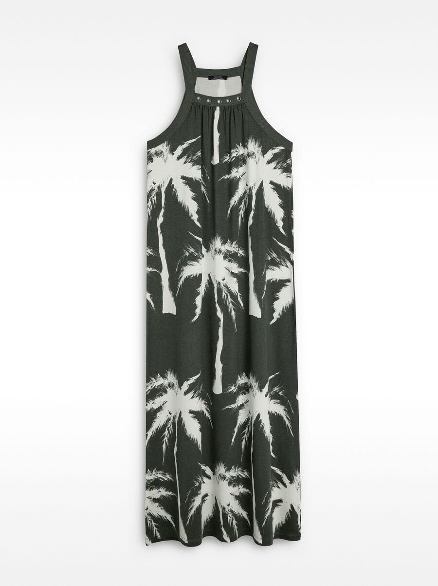 Vestido largo con estampado de palmeras