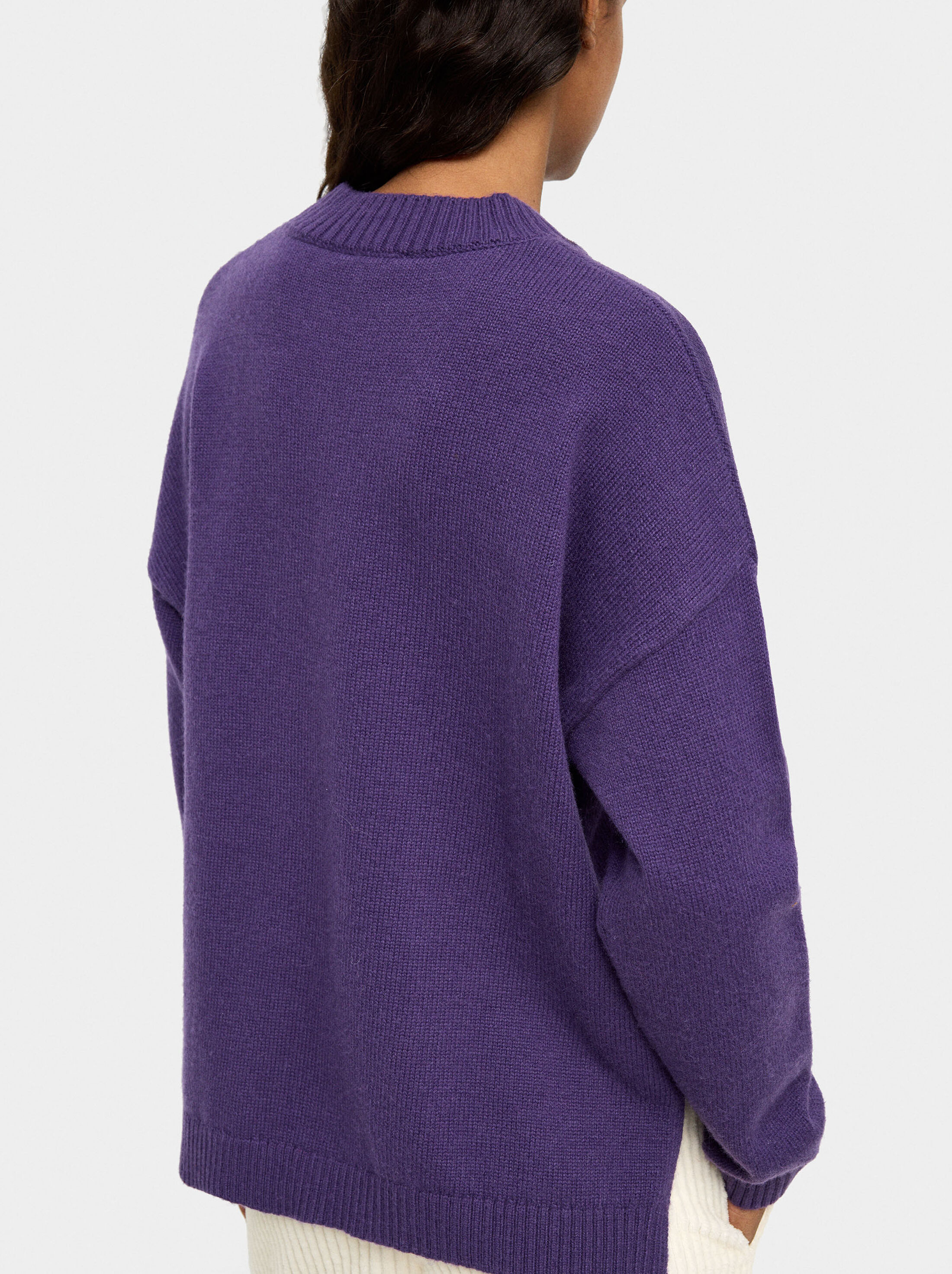 Knit sweater with leather-effect pocket image number 3.0